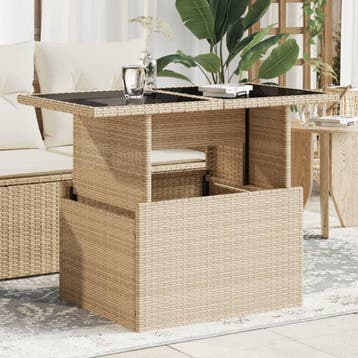 vidaXL Tuintafel met glazen blad 100x55x73 cm poly rattan, Tuin en Terras, Tuintafels, Verzenden, Nieuw