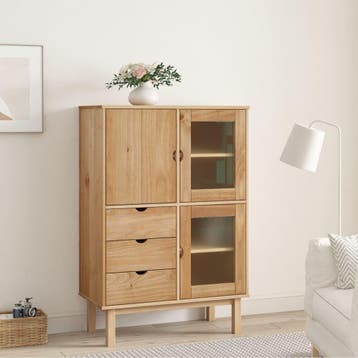 vidaXL Hoge kast OTTA 85x43x125 cm massief grenenhout, Verzenden