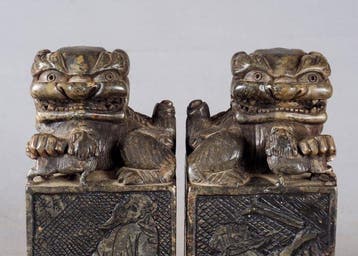 Foo Dog zegelstempels - Speksteen - China - -