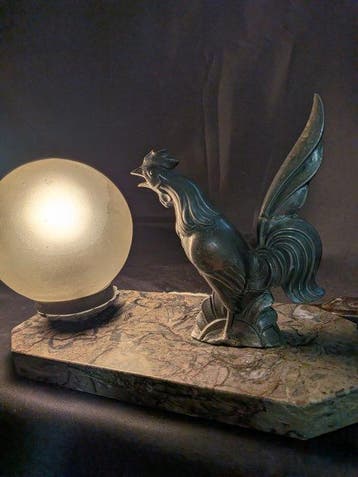Tafellamp - regel marmer glas, Antiek en Kunst