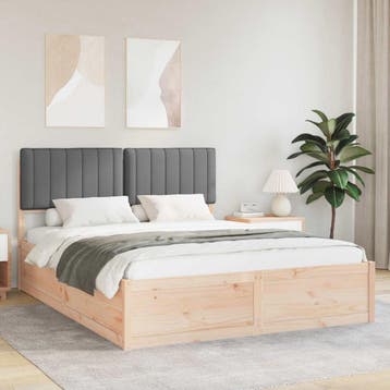 vidaXL Bedframe met Gevoerde Hoofdbord Donkergrijs 160 x 200, Huis en Inrichting, Slaapkamer | Bedden, Verzenden, Nieuw