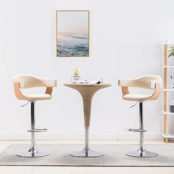 vidaXL Barkrukken 2 st gebogen hout en kunstleer, Verzenden