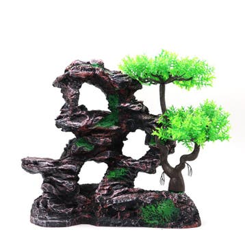 Rotsformatie met bonsai 25cm / Aquariumdecoratie  As-244, Verzenden, Nieuw, Gevuld zeewateraquarium