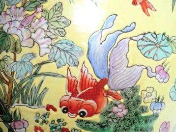 Bloempot - Porselein - handbeschilderde emaille, Antiquités & Art