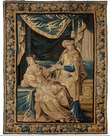 Aubusson - Wandtapijt - 260 cm - 200 cm - Galante scène