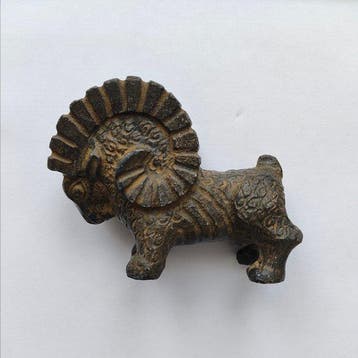 Zijderoute, Ordos-stijl Steen XL Ram Kraal-idool Talisman -