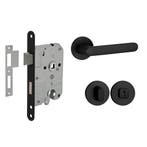 Deurbeslag set met WC-slot en deurklink Tondo zwart gevee..., Ophalen of Verzenden, Nieuw, Overige materialen, Klink of Kruk
