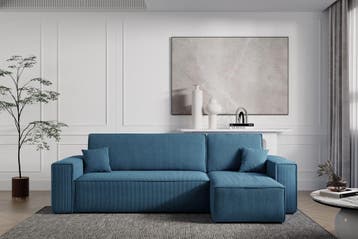 Slaapbank Ribstof Karlo Blauw | Universeel | €449,-, Maison & Meubles, Verzenden
