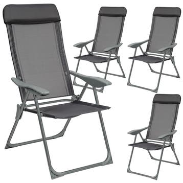 tectake 4 opvouwbare aluminium tuinstoelen met rugleuning -, Verzenden