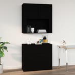 vidaXL Wandkast 80x33x80 cm bewerkt hout zwart, Verzenden, Nieuw