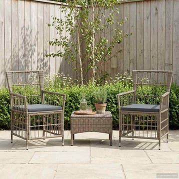 vidaXL Tuinstoelen 2 st Grijs PE rattan, Staal en Polyester, Tuin en Terras, Tuinstoelen, Verzenden, Nieuw