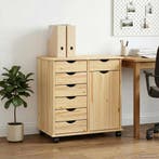 vidaXL Rollende kast Bruin 63,5 x 39 x 65,5 cm Massief, Huis en Inrichting, Verzenden, Nieuw