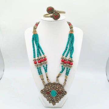 Set van 2 Indiase sieradensets (ketting en armband) - Zilver