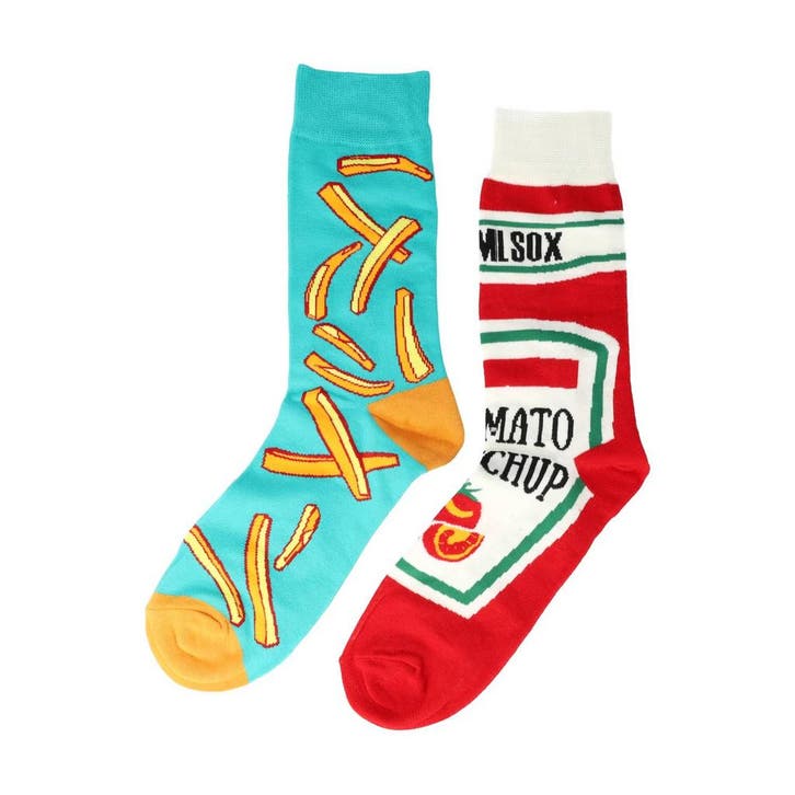 Sokken - Friet Ketchup Print - Geel Bruin Groen - Katoen -, Kleding | Dames, Sokken en Kousen