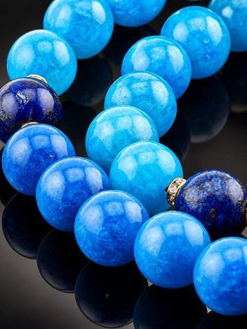 Blauwe amazoniet ketting - 925 sterlingzilver goud verguld -