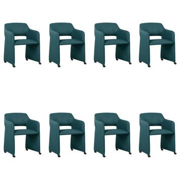 Set van 8 Leren eetkamerstoelen Icon - Toledo Turquoise, Huis en Inrichting, Stoelen, Ophalen of Verzenden, Nieuw, Leer, Eén