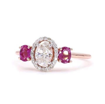 Verlovingsring - 14 karaat Roségoud - 0.98ct. tw. Diamant