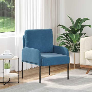 vidaXL bank / zetelen met kussen 55cm Blauw Multiplex, Huis en Inrichting, Verzenden, Nieuw