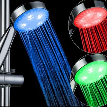 LED RGB 3 kleuren douche kop douchekop kleurendouche chroom, Verzenden