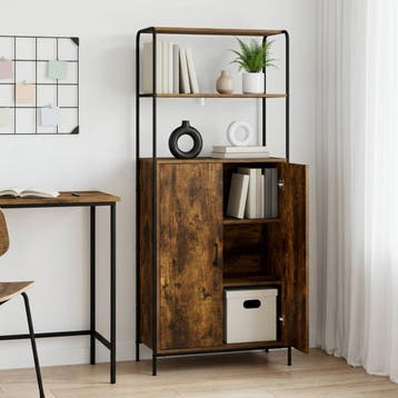 vidaXL Highboard Gerookt eiken 40 x 33 x 161 cm Bewerkt hout, Huis en Inrichting, Verzenden, Nieuw