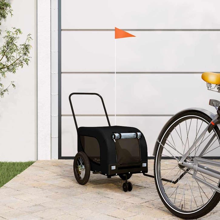 vidaXL Hondenfietstrailer oxford stof en ijzer zwart, Dieren en Toebehoren, Overige Dieren-accessoires, Nieuw, Verzenden