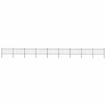 vidaXL Tuinhek met ringtop staal 1506x100 cm zwart, Tuin en Terras, Verzenden, Nieuw