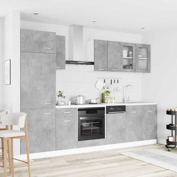 vidaXL Keuken Eenheid Lyon 8 st Betongrijs Bewerkt hout, Huis en Inrichting, Verzenden, Nieuw