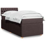 vidaXL Boxspring met matras stof donkerbruin 80x200 cm, Verzenden