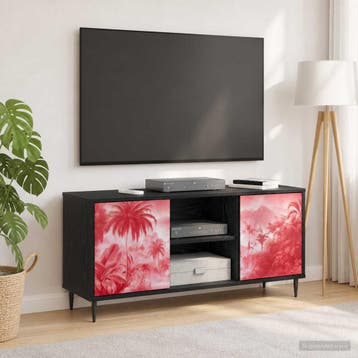vidaXL Tv-meubel AACHEN 102 x 33 x 51 cm Zwart eiken Bewerkt, Maison & Meubles, Verzenden