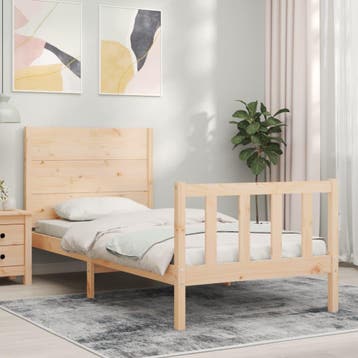 vidaXL Bedframe met hoofdbord massief hout, Verzenden, Nieuw
