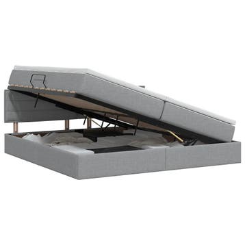vidaXL Opbergbed met matras Lichtgrijs 200 x 200 cm Bewerkt, Verzenden, Nieuw
