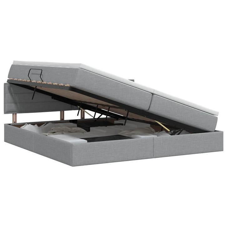 vidaXL Opbergbed met matras Lichtgrijs 200 x 200 cm Bewerkt, Huis en Inrichting, Slaapkamer | Bedden, Nieuw, Verzenden