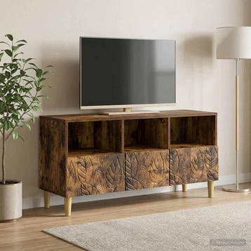 vidaXL TV Kast 102 x 34,5 x 50 cm Gerookt eiken Bewerkt hout, Verzenden, Nieuw