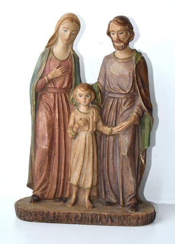 Prachtig beeld van de Heilige Familie + S.Damiano Crucifix -