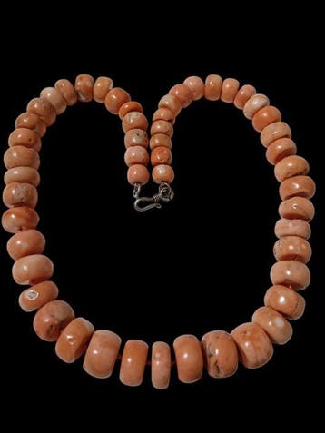 Corail - Argent - Collier - Ancien Sciacca naturel