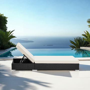 2 rotan ligstoelen met aluminium frame en tafel, Tuin en Terras, Verzenden, Nieuw