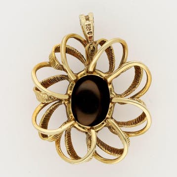 Pendentif - 14 carats Or jaune - quartz fumé