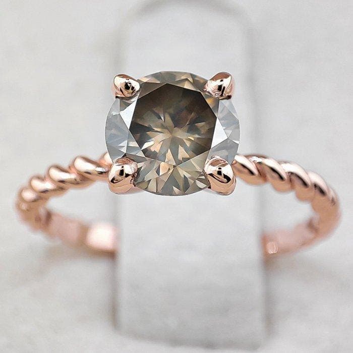 Zonder minimumprijs - Ring - 14 karaat Roségoud - 1.17ct., Bijoux, Sacs & Beauté, Bagues