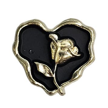 Fako Bijoux - Magnetische Mini Broche - Hart Met Roos Zwart, Verzenden