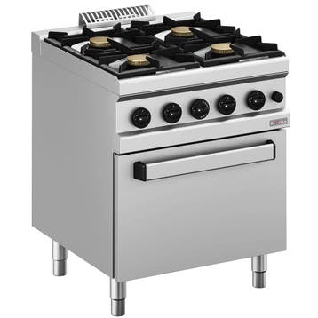 Fornuis + Oven | Gas | 4 Branders (4x 5.5kW) + 2/1 GN Oven, Verzenden, Nieuw in verpakking