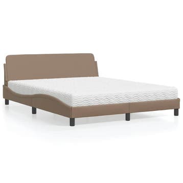 vidaXL Bed met matras Dover kunstleer cappuccinokleurig, Huis en Inrichting, Slaapkamer | Bedden, Verzenden, Nieuw
