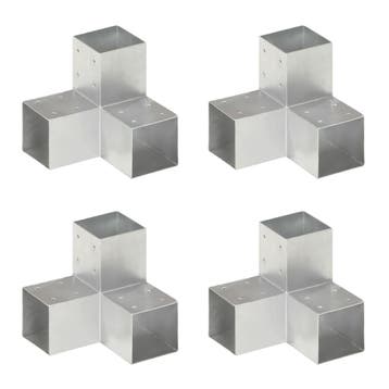 vidaXL Paalverbindingen 4 st Y-vorm 91x91 mm gegalvaniseerd, Jardin & Terrasse, Verzenden