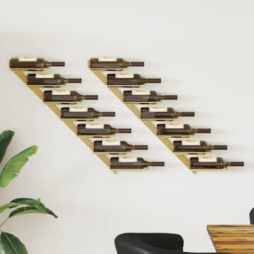 vidaXL Wijnrekken 2 st voor 7 flessen wandmontage metaal, Huis en Inrichting, Woonaccessoires | Wijnrekken, Verzenden, Nieuw