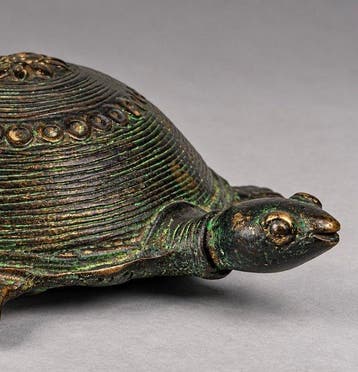 Statue, Antiek schildpad - 4 cm - Bronze