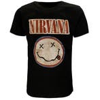 Nirvana Distressed Logo Smiley T-Shirt, Nieuw