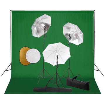 vidaXL Fotostudioset met lampen, paraplus, achtergrond en, Verzenden, Nieuw