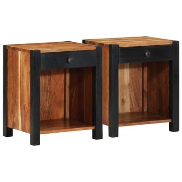 vidaXL Nachtkastje 2 st Bruin 40 x 35 x 50 cm Massief Acacia, Verzenden, Nieuw
