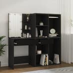 vidaXL Kaptafel met kastjes LED bewerkt hout zwart, Huis en Inrichting, Tafels | Kaptafels, Verzenden, Nieuw