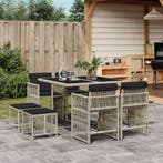 vidaXL 9-delige Tuinset met kussens poly rattan lichtgrijs, Verzenden, Nieuw, Tuinset