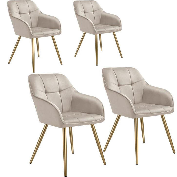 tectake Eetkamerstoel Marilyn, fluweellook, gecapitonneerd -, Maison & Meubles, Chaises, Envoi
